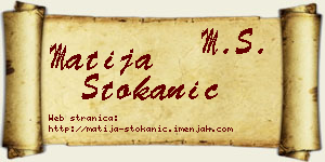 Matija Stokanić vizit kartica